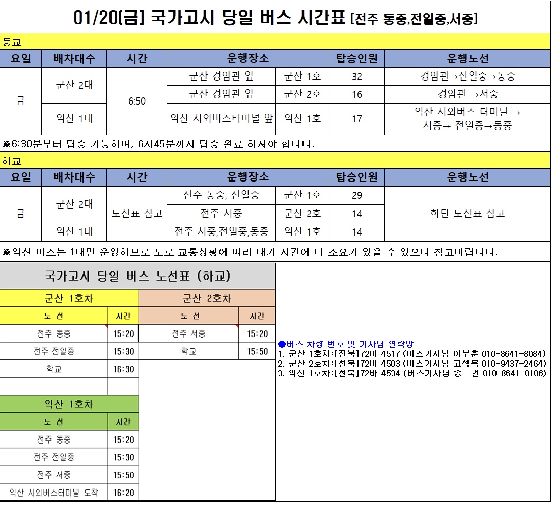 제 63회 국가고시 당일 스쿨버스 운행 안내 (전주)에 대한 1번째 이미지입니다.
